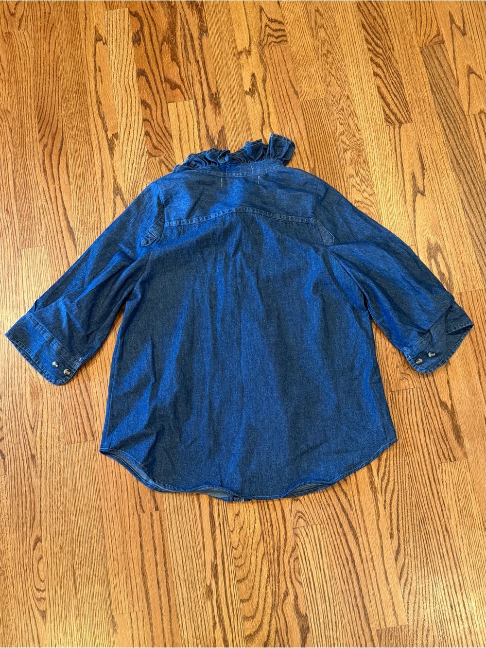 KMJ Southern Lover Denim Denim Ruffle Button-Front Shirt - Picture 10 of 10
